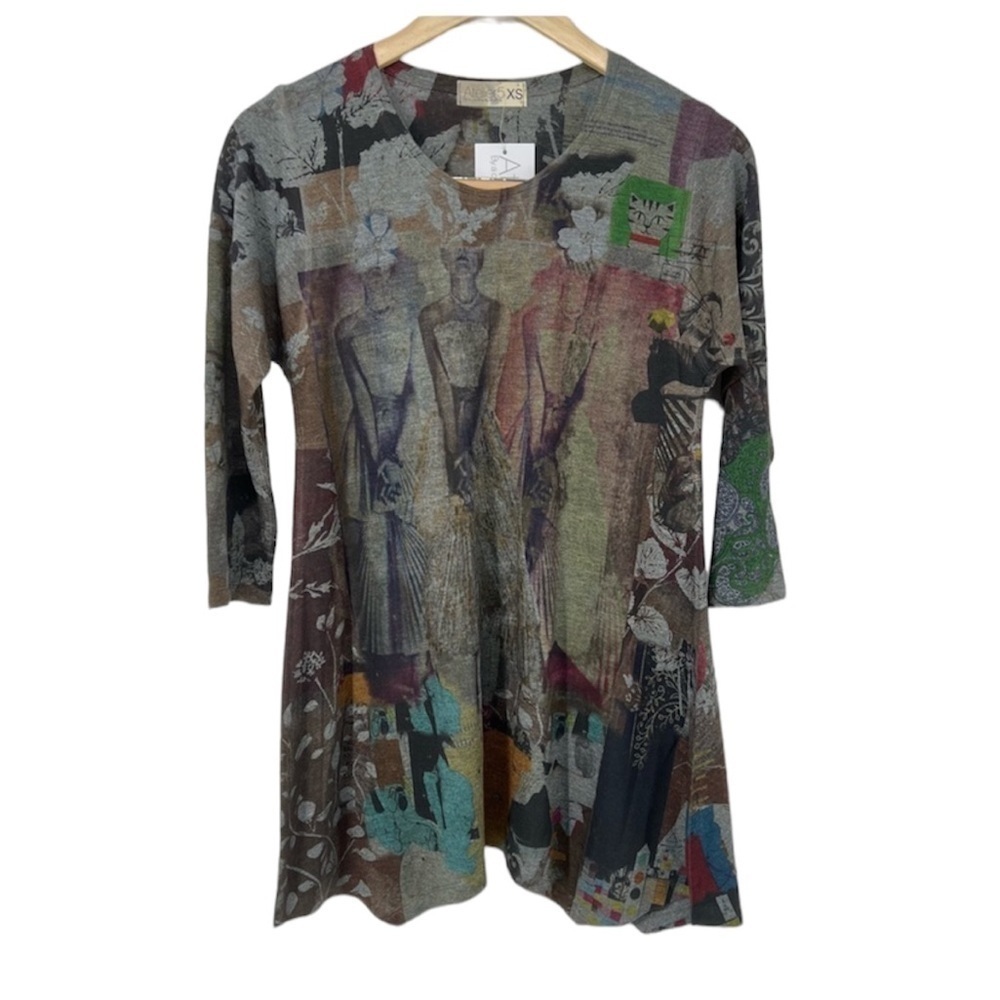NWT Atelier 5 Asymmetrical Art Blouse Community‎ of Artists Dark Azra Top